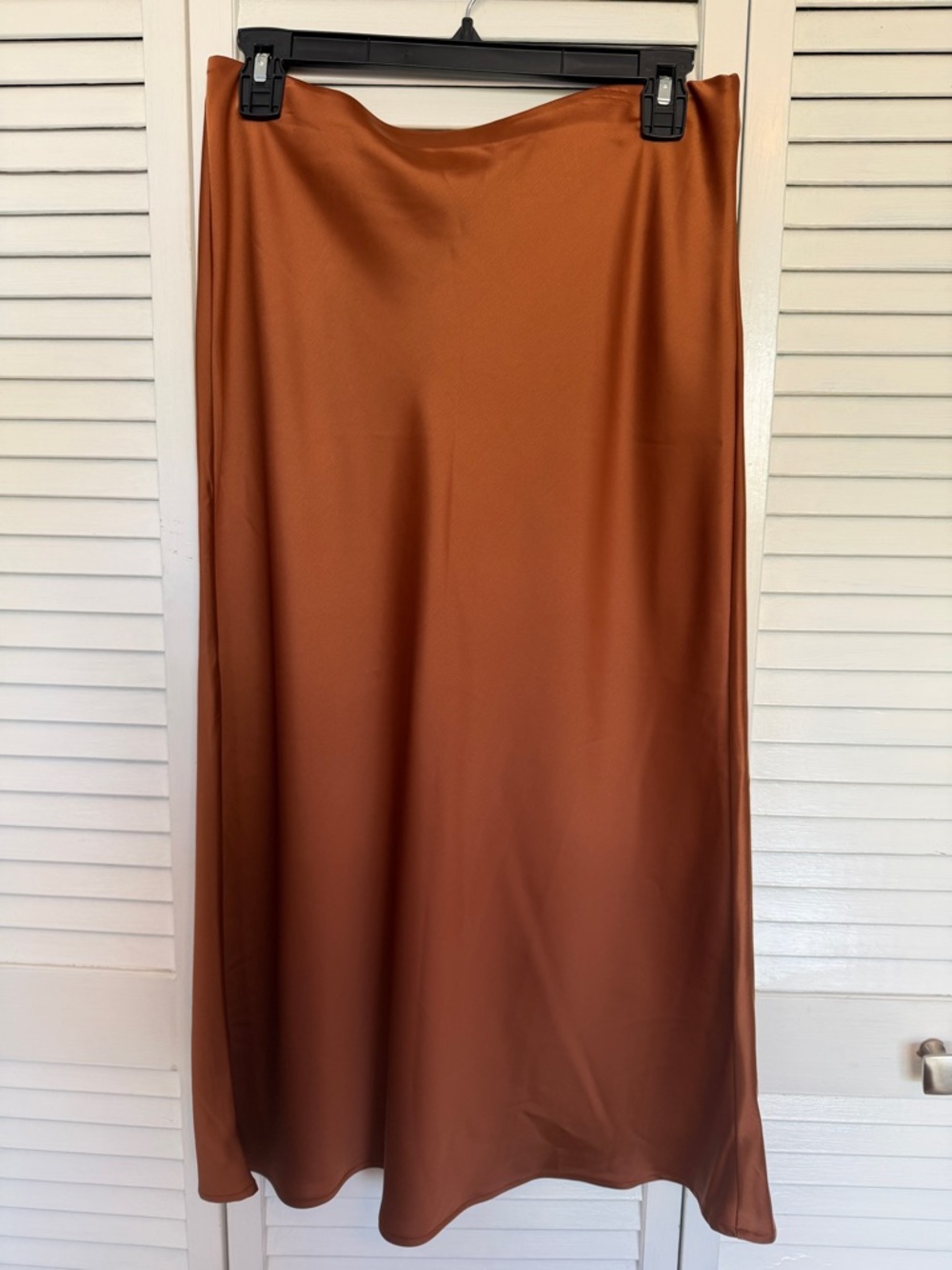 Rachel Zoe Maxi Satin Slip Skirt in Rust Brown